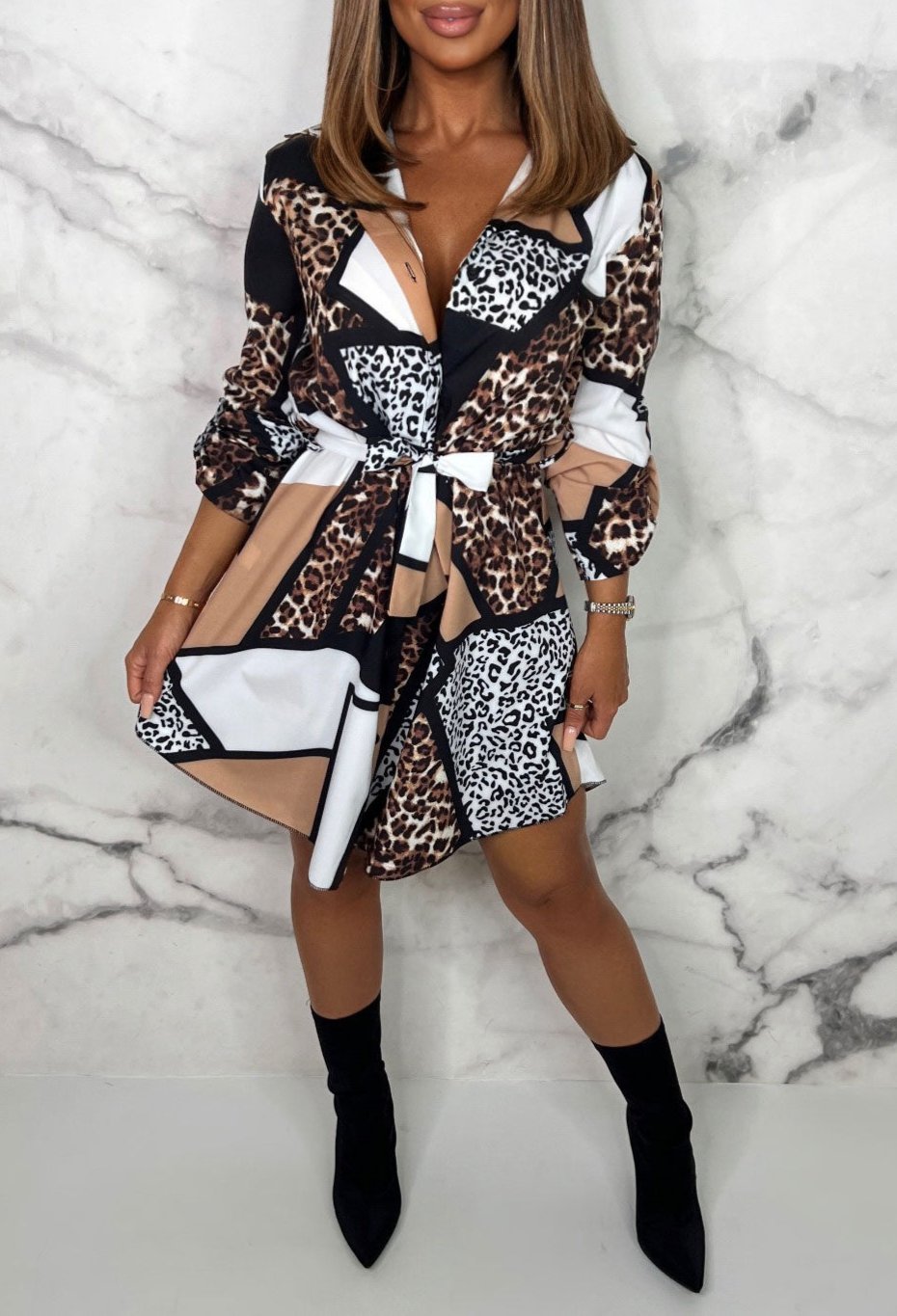 Christel | Robe Chemise Élégante avec Imprimé Animal