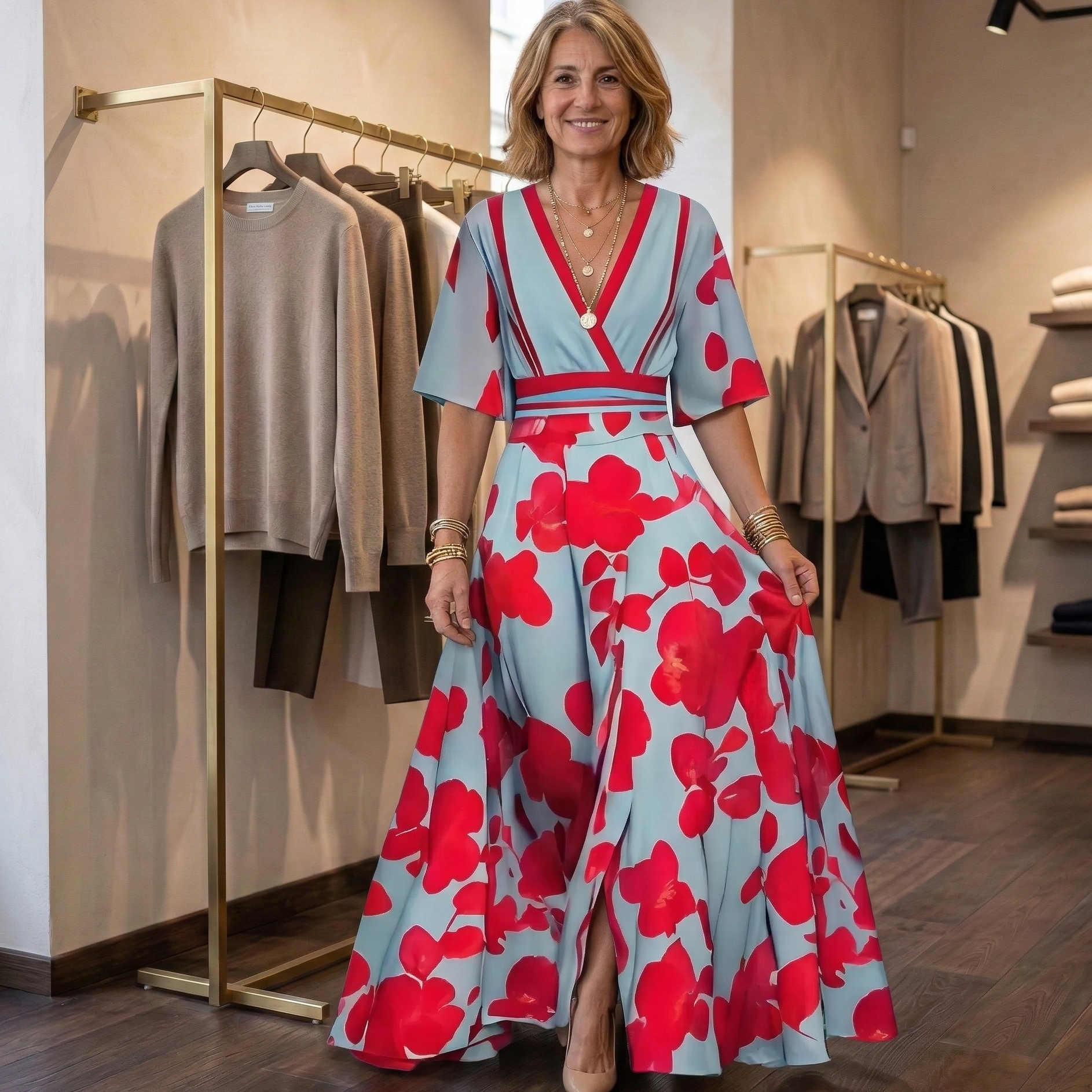 Ari™ | Robe maxi élégante à décolleté profond