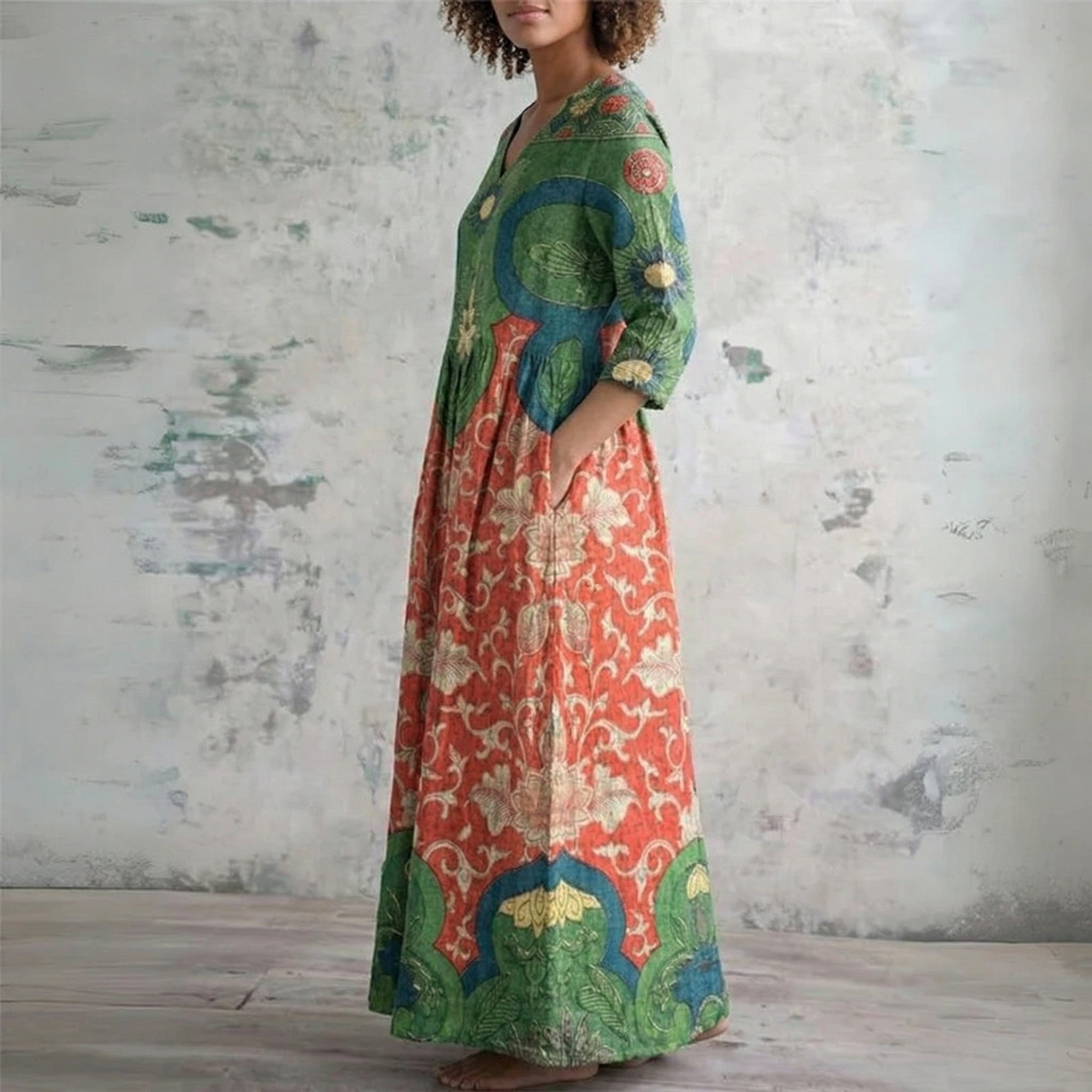 LYRA | Robe Maxi Florale Vintage pour une Grâce et un Confort Intemporels
