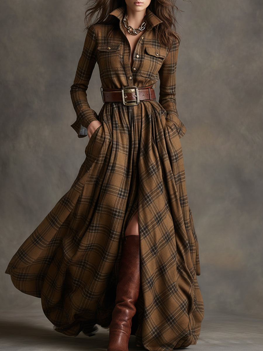 Giulietta - Robe Chemise Maxi avec Motif À Carreaux