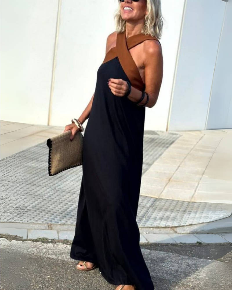 SIENNA | Robe Élégante avec Dos Exposé et Col à la Mode
