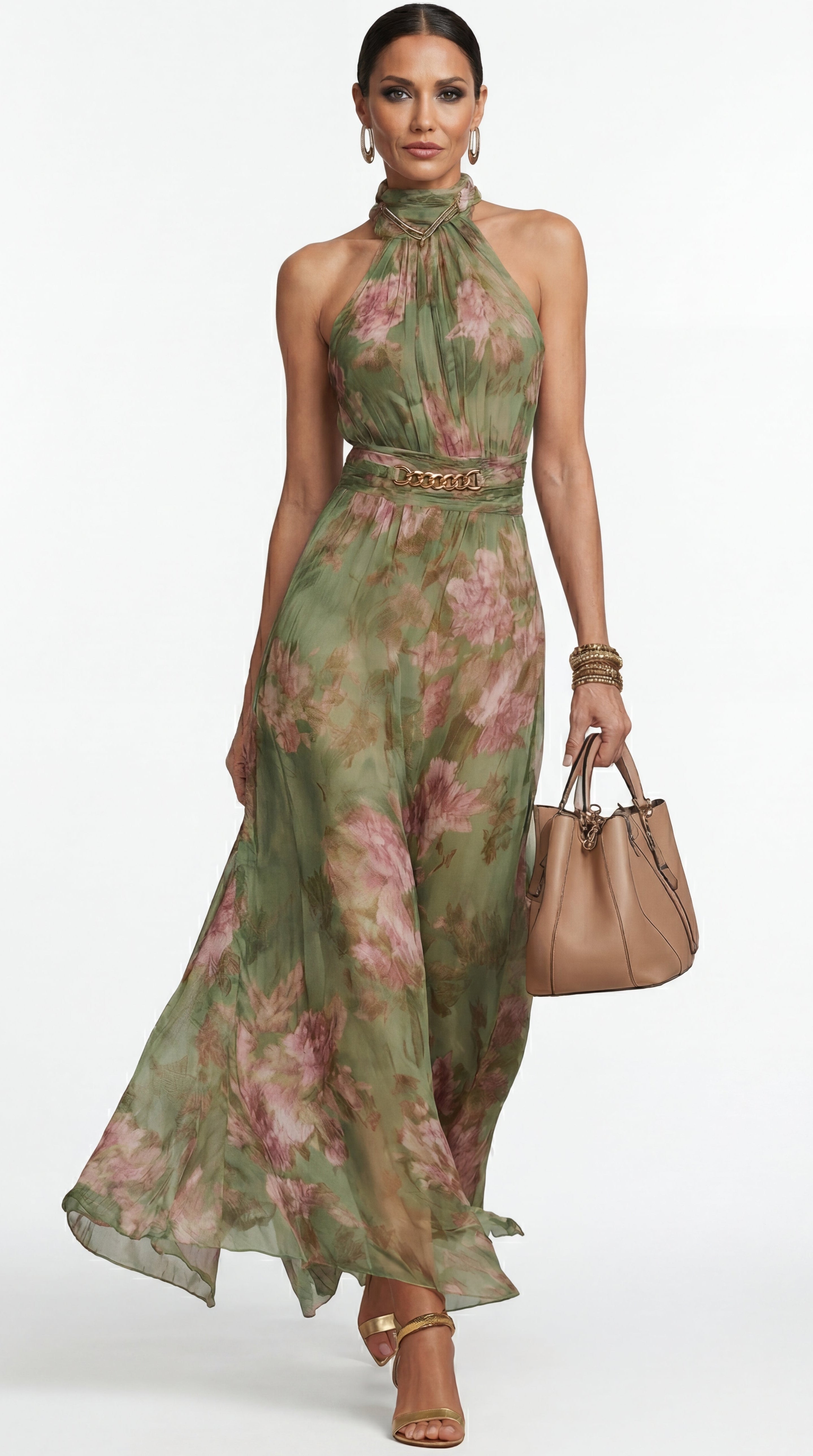 Livia | Robe maxi halter florale élégante