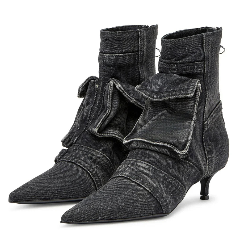 Vega - Bottines de design cargo en tissu denim