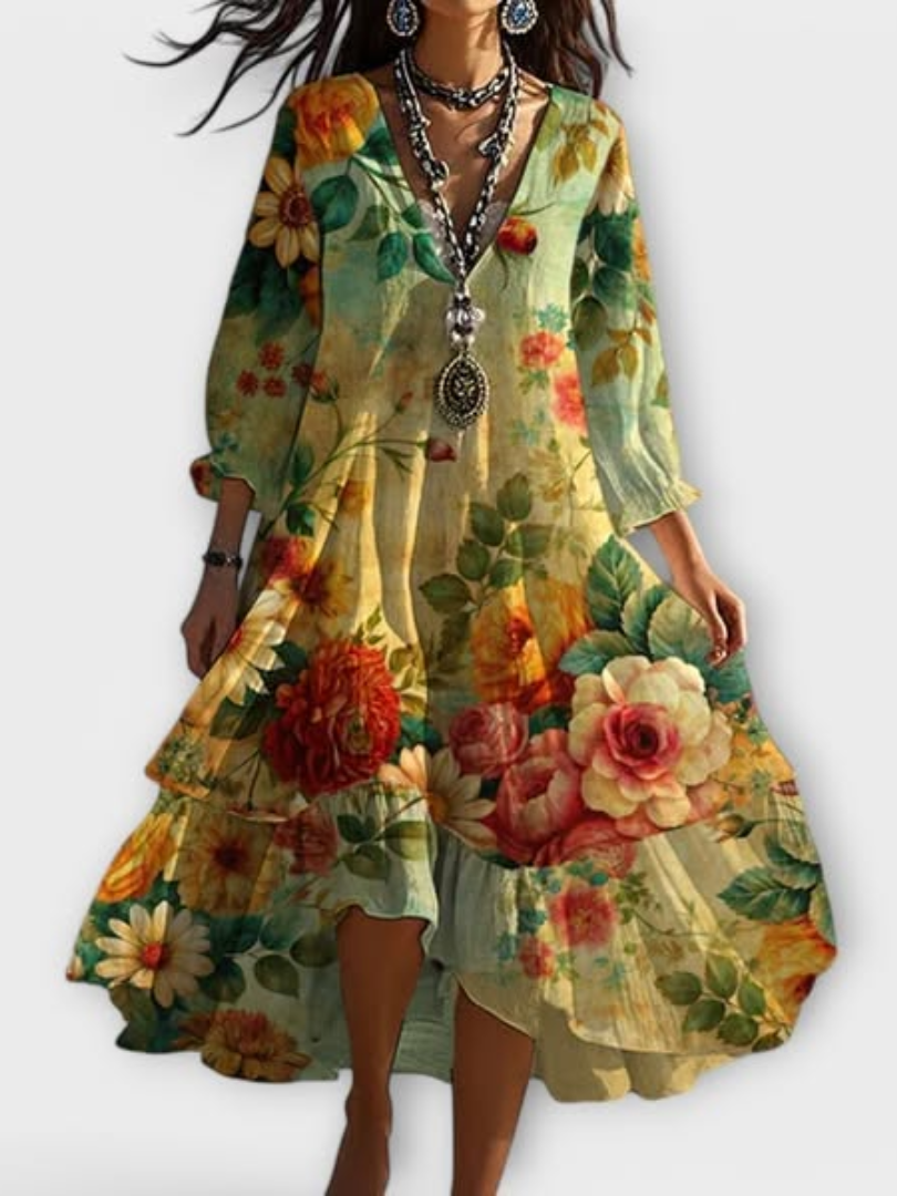 LILIANA | Robe Florale Courte avec Confort Naturel et Touche Élégante pour les Jours Ensoleillés