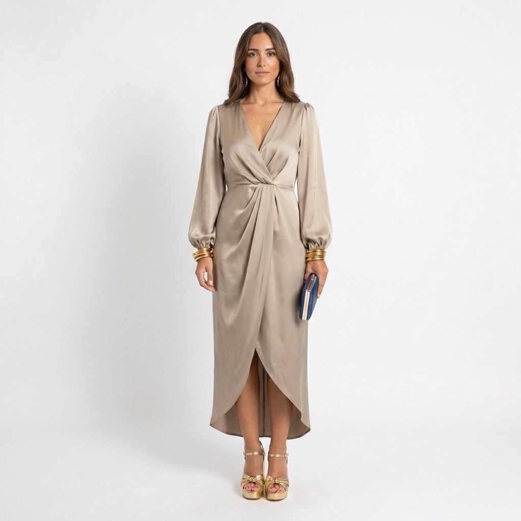 Martina | Robe de soirée midi avec drapé central