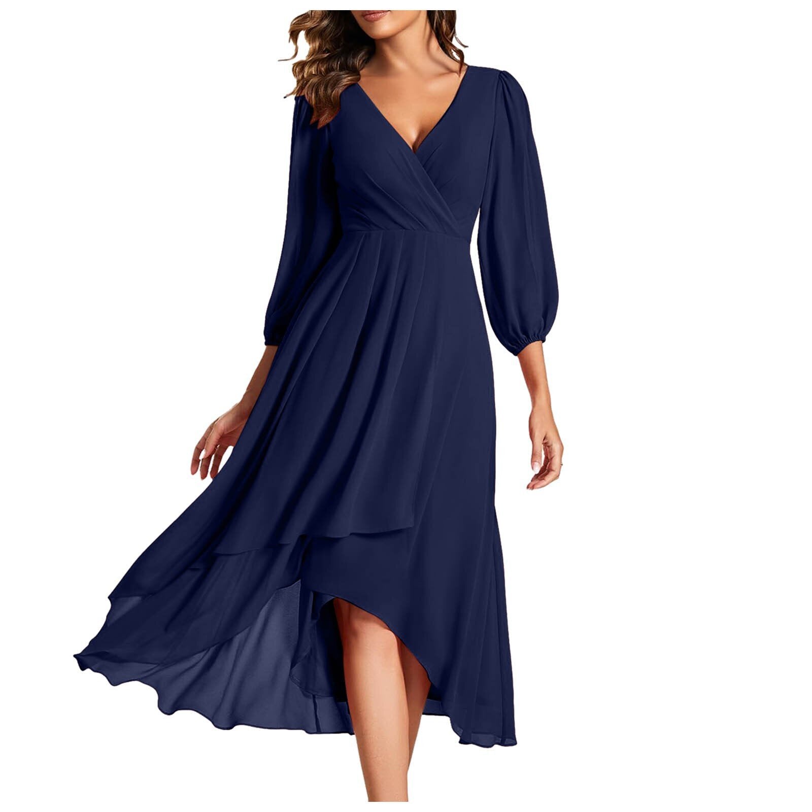 AURORA | Robe asymétrique avec décolleté en V et jupe fluide pour une élégance moderne
