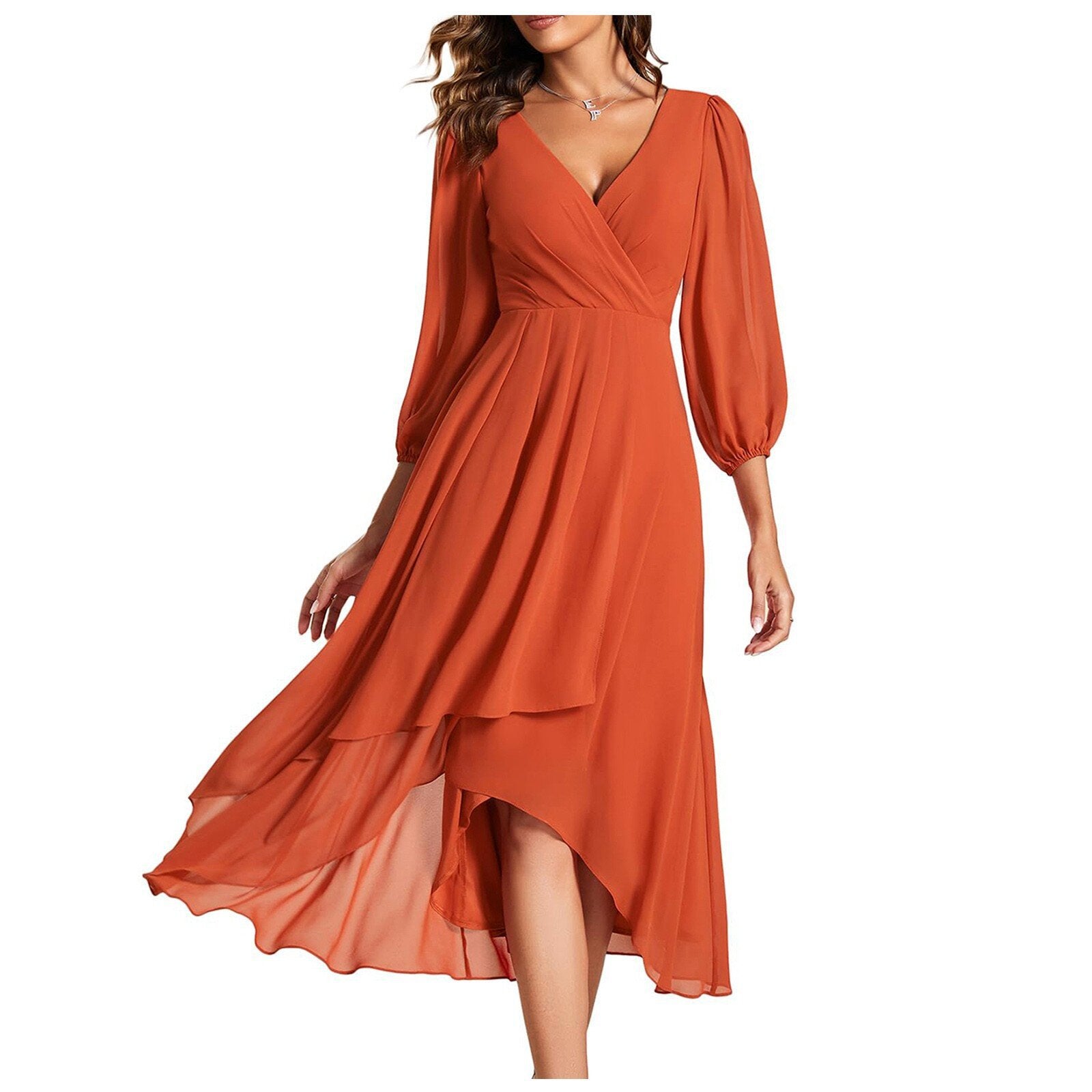 AURORA | Robe asymétrique avec décolleté en V et jupe fluide pour une élégance moderne