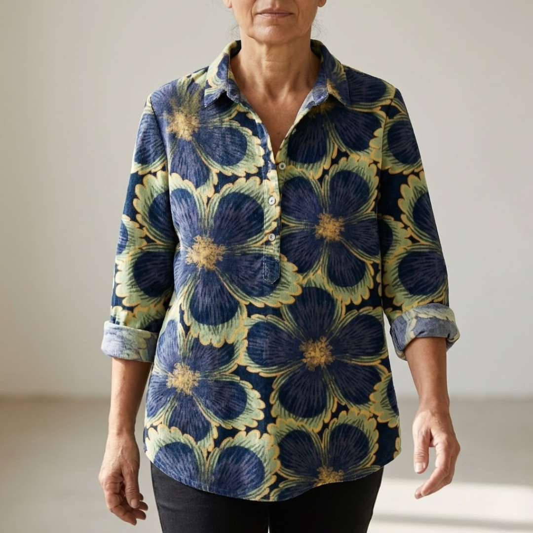 Soleil™ | Blouse en Lin Intemporelle avec Imprimé