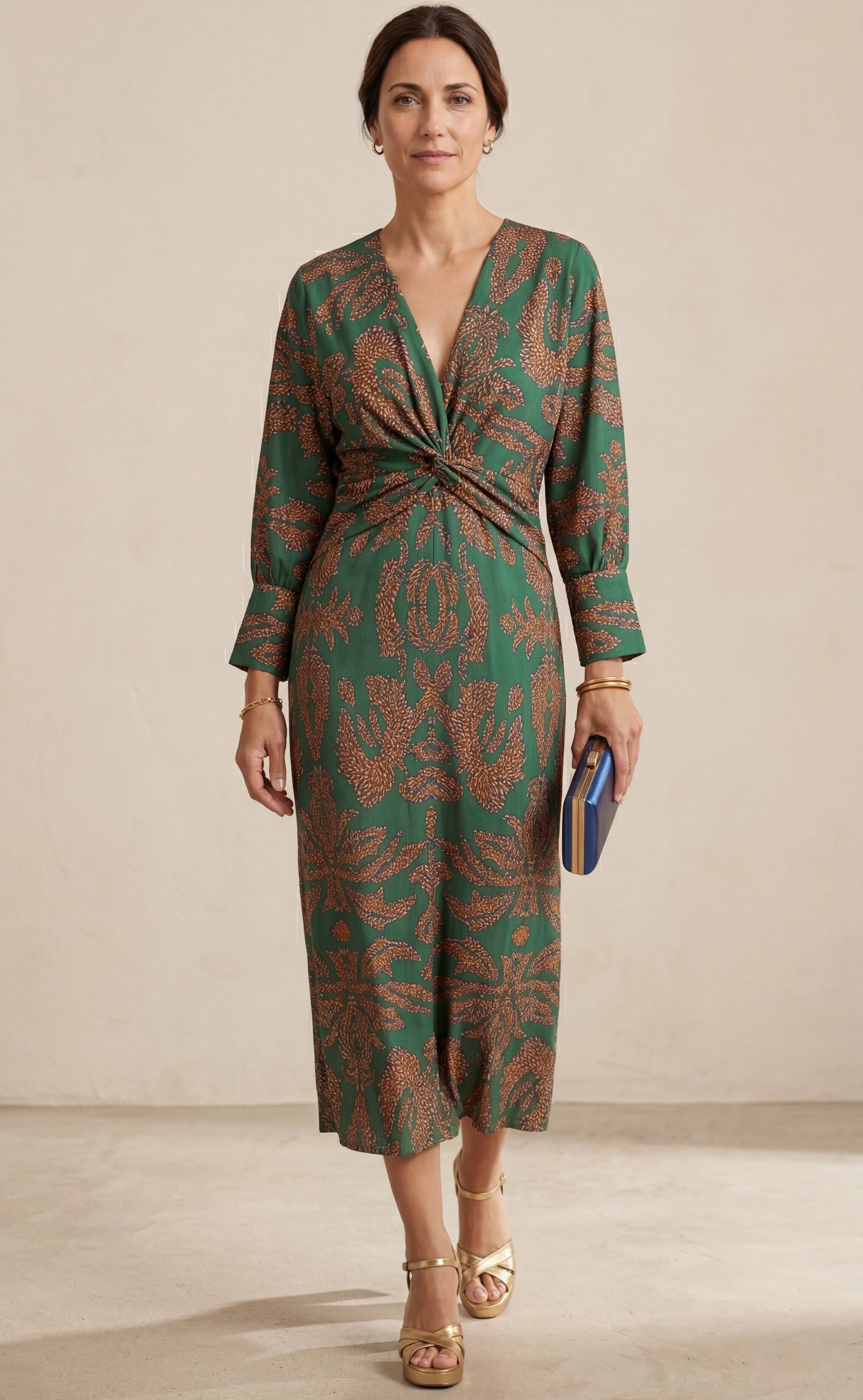 Isadora – Robe Midi Élégante avec Imprimé de Charme Intemporel