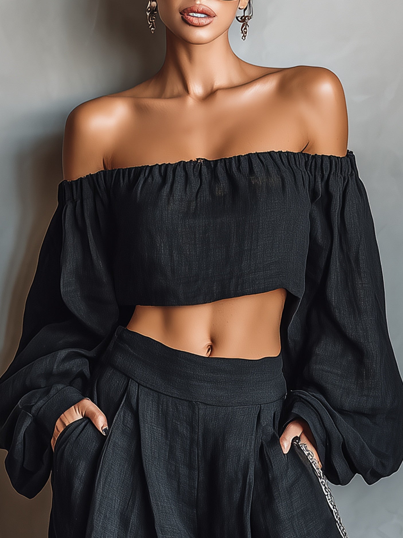 Tess | Ensemble épaule dénudée avec pantalon large