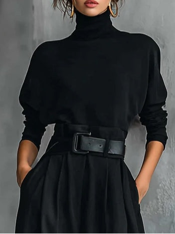 Lisa | Ensemble de 2 pièces noir avec ceinture