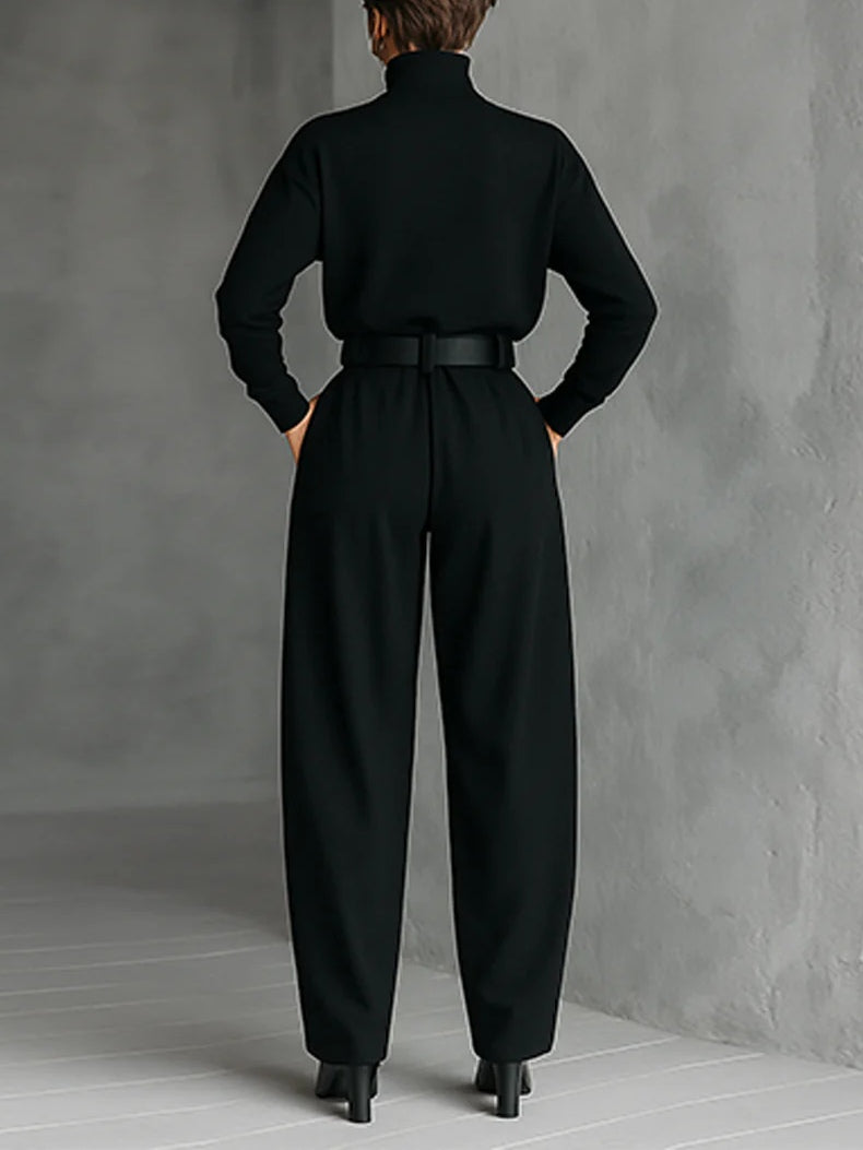Lisa | Ensemble de 2 pièces noir avec ceinture