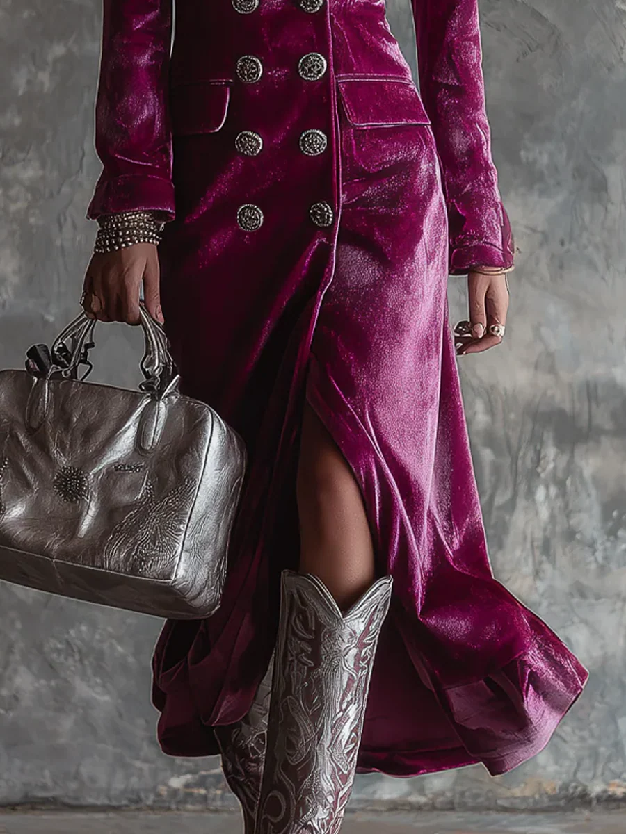 Veral™ | Robe blazer maxi en velours