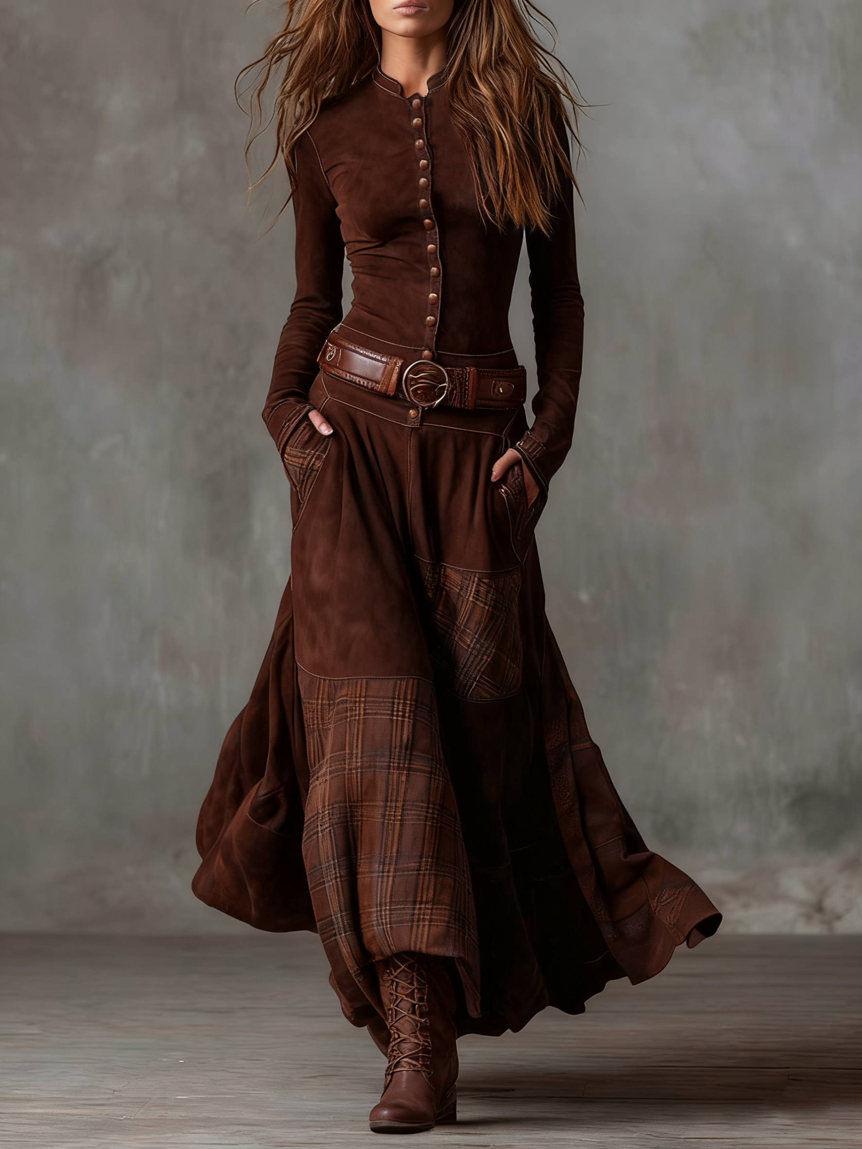 LEONORA™ | Robe vintage longue avec une coupe flatteuse et un look bohème intemporel (Inclut une ceinture)