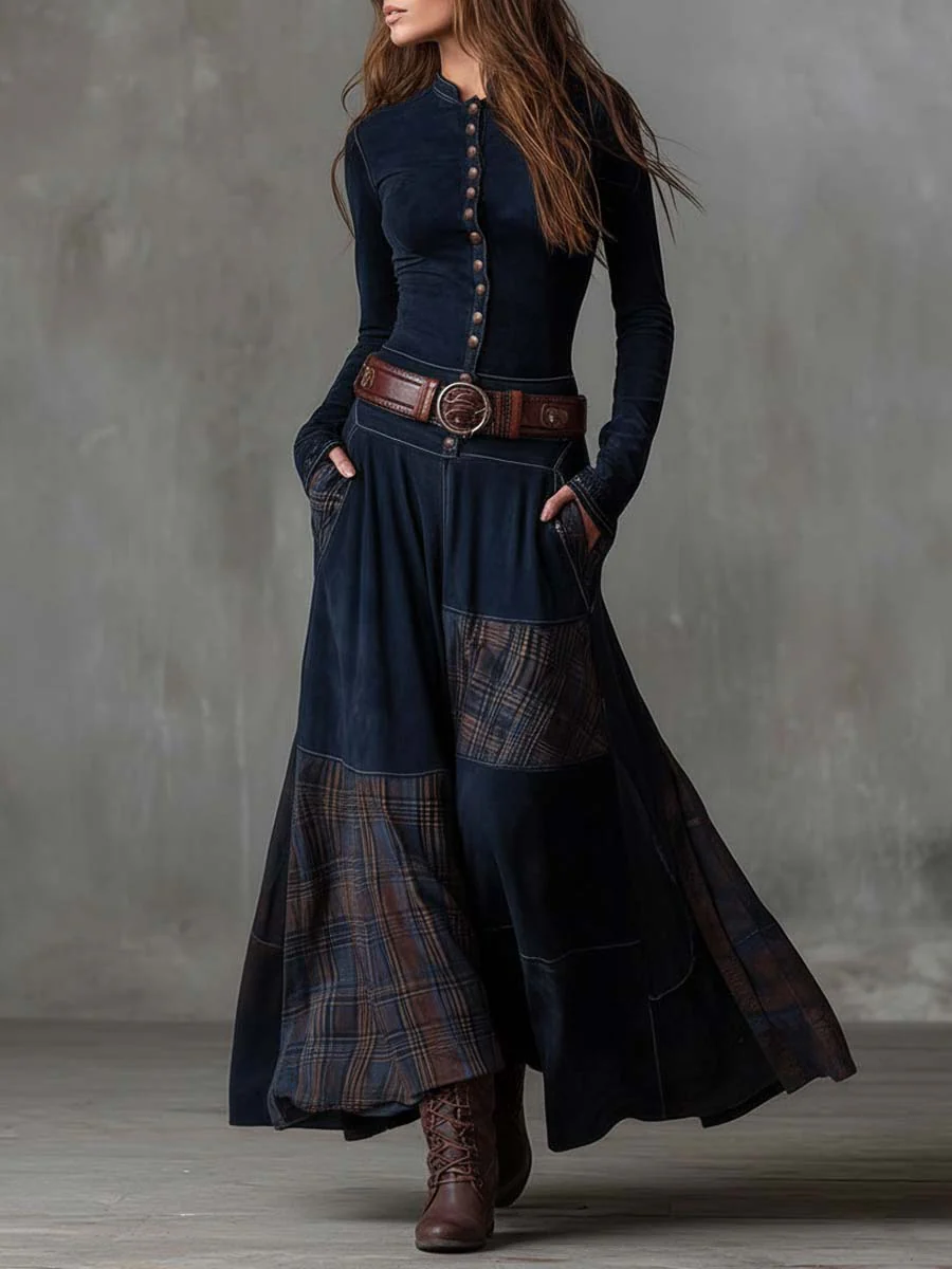 NOOR™ | Robe Maxi avec Accent à la Taille et Look Bohème Vintage