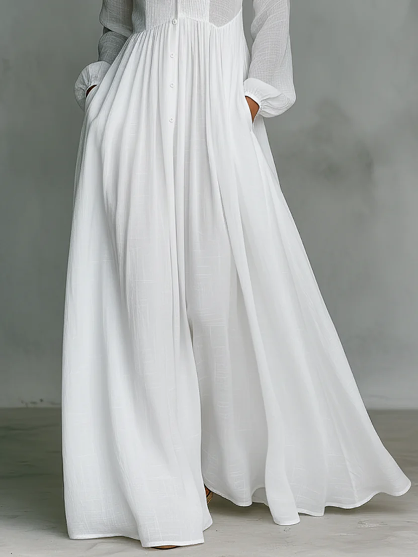 Léonie | Robe Maxi Minimaliste avec Col Montant