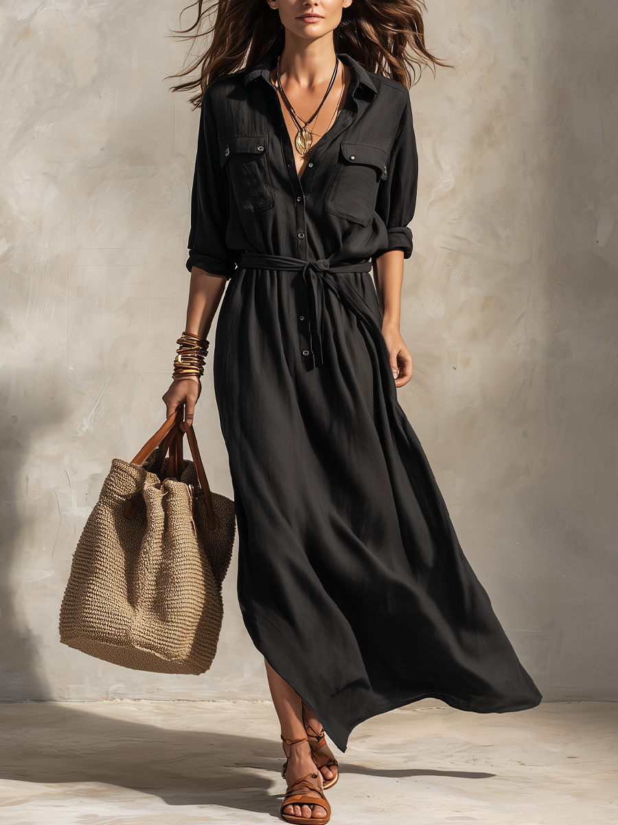 Robe maxi raffinée avec ceinture