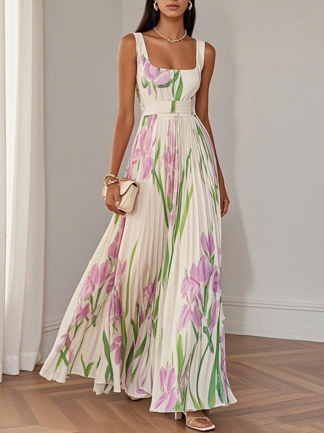 Yara™ | Robe maxi plissée en chiffon