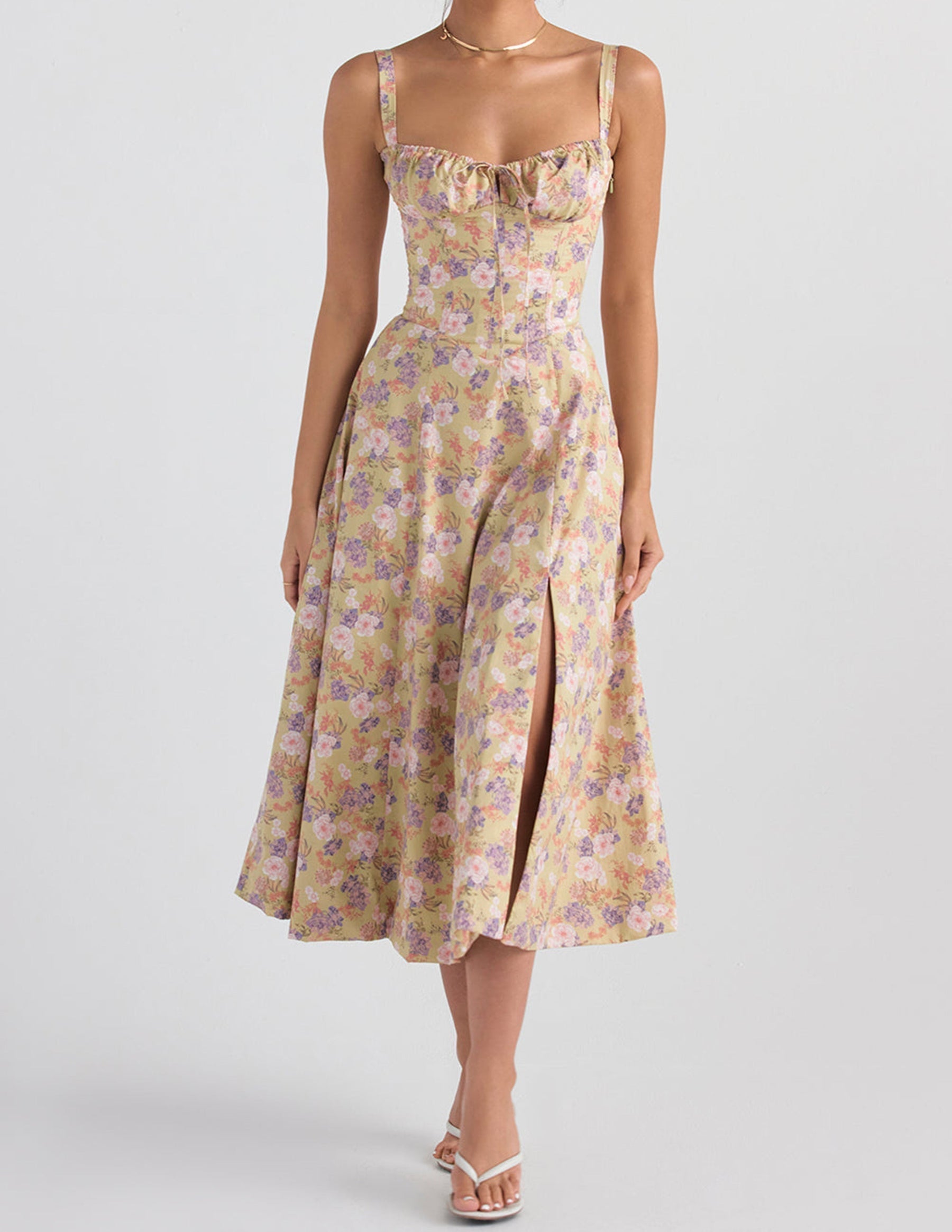 Robe Chemise Zigzag avec Imprimé de Roses