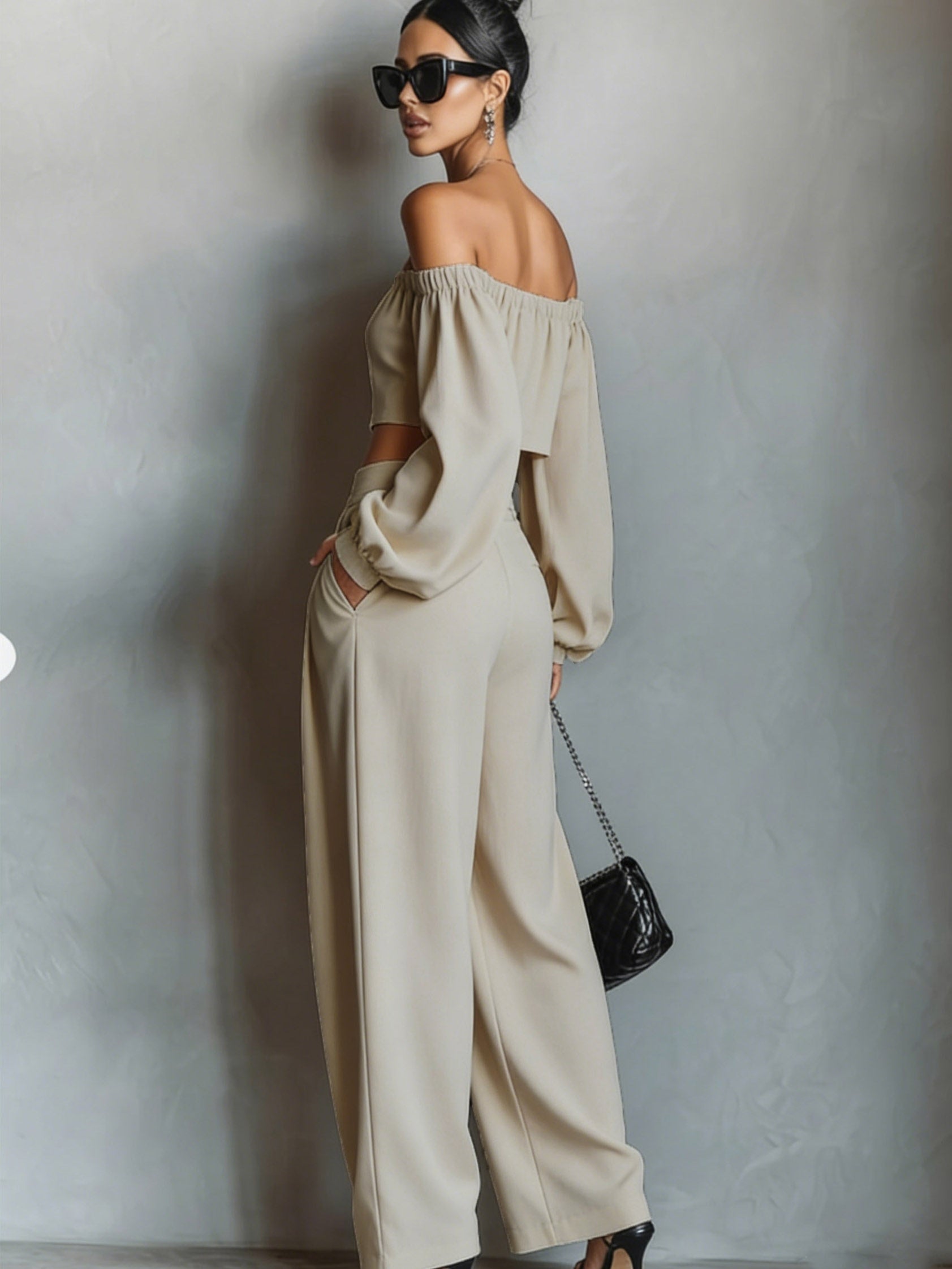 Tiana || Ensemble décolleté hors-épaule avec pantalon large