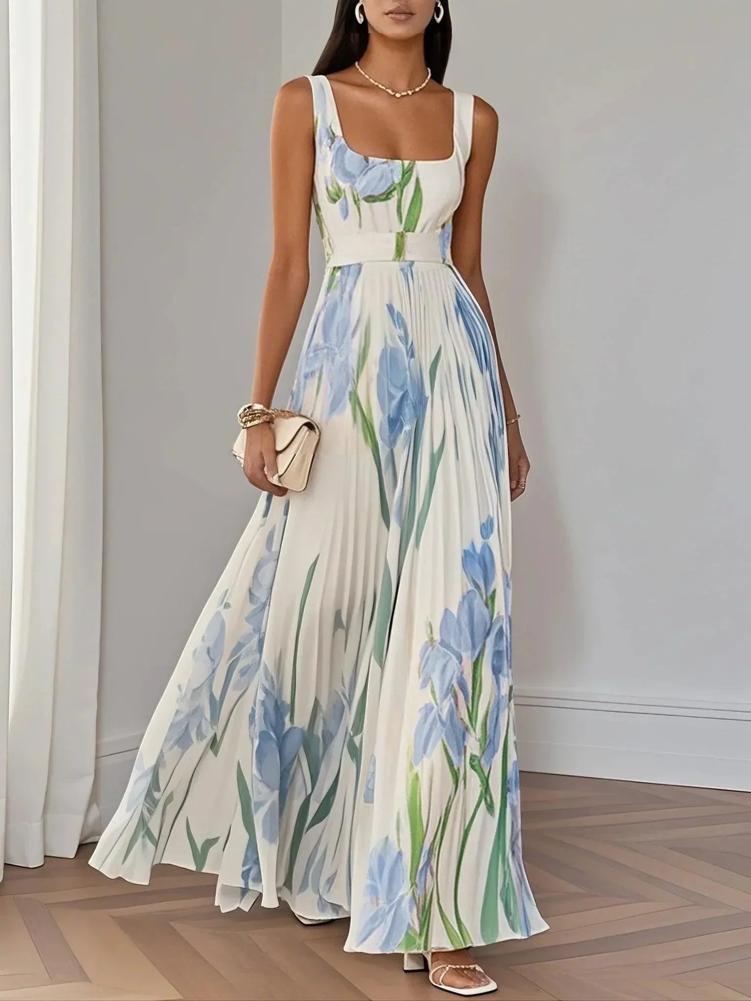 Yara™ | Robe maxi plissée en chiffon