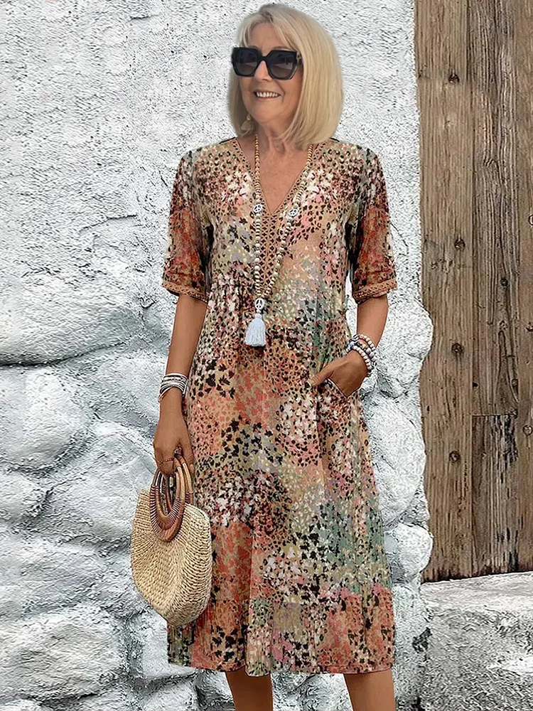 CALLIE | Robe Midi Vibrante Ajustement Flatteur Style Effortless
