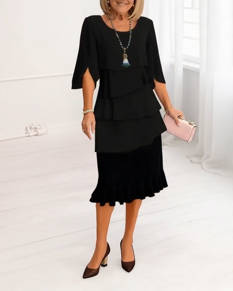 Renata | Robe midi élégante avec des manches style volants