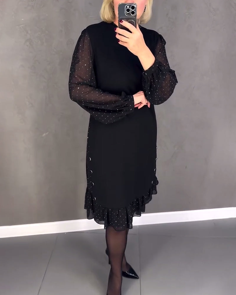 ELIANA | Robe Élégante avec Manches Transparentes et Coupe Flatteuse pour les Occasions d'Automne
