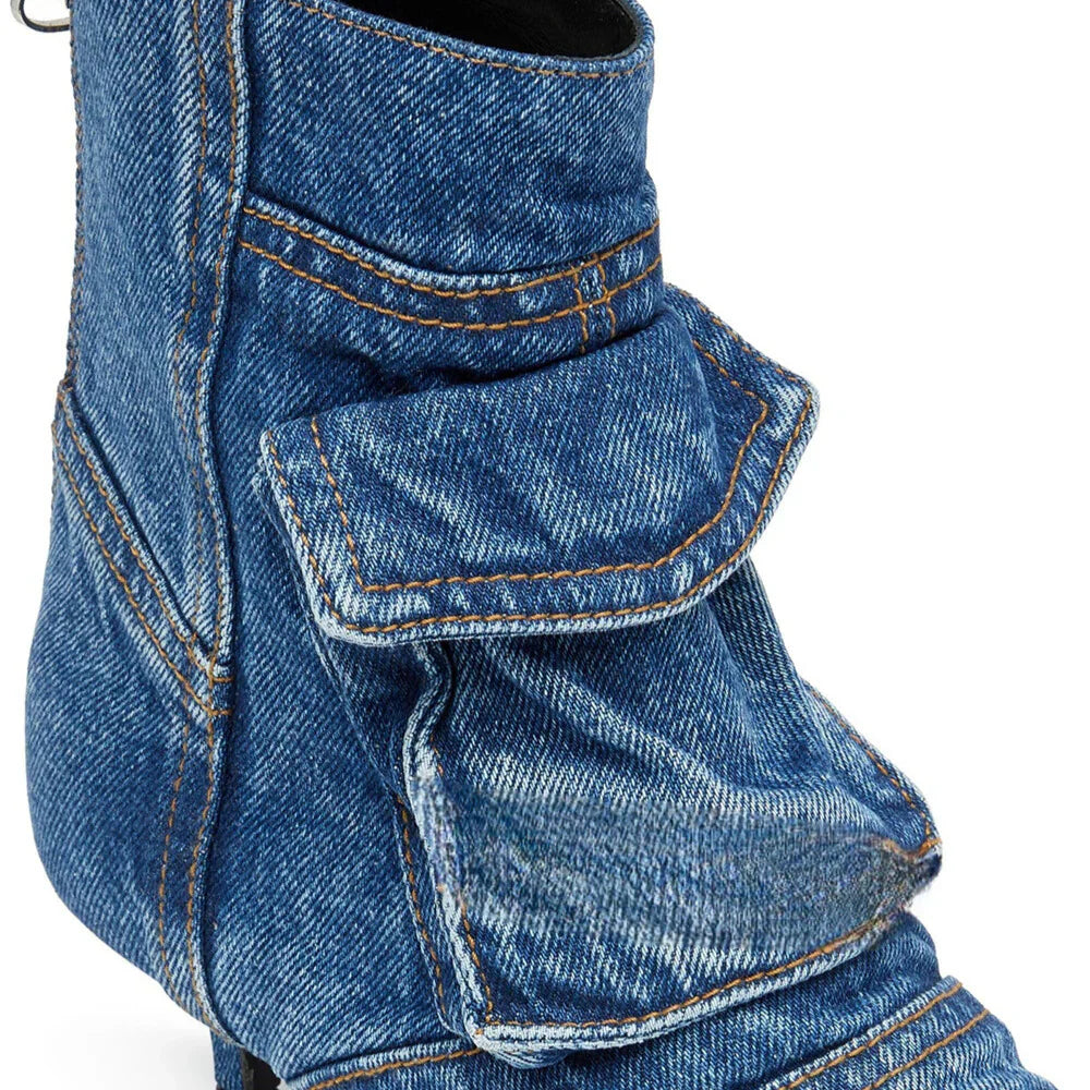 Vega - Bottines de design cargo en tissu denim