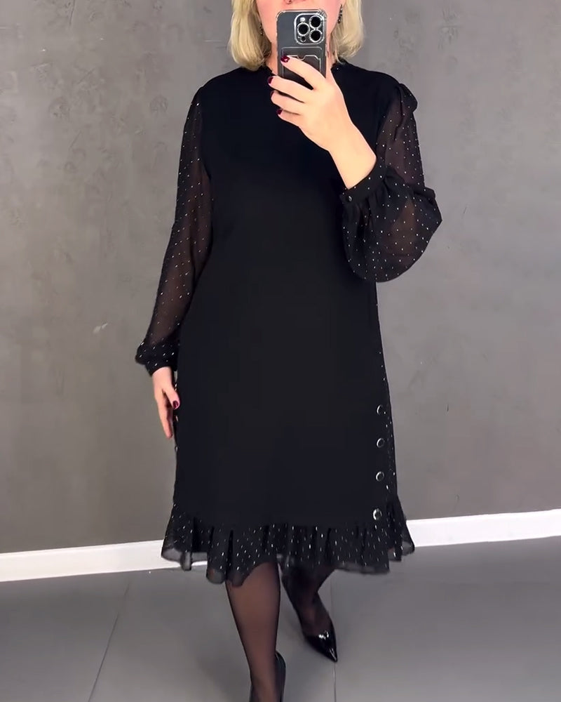 ELIANA | Robe Élégante avec Manches Transparentes et Coupe Flatteuse pour les Occasions d'Automne