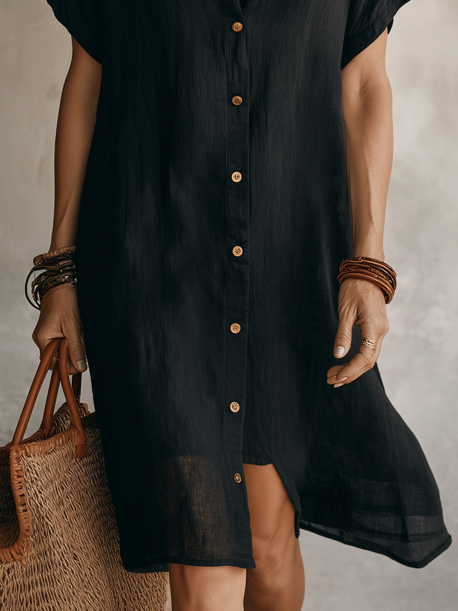 Robe midi noire bohème moderne à coupe décontractée