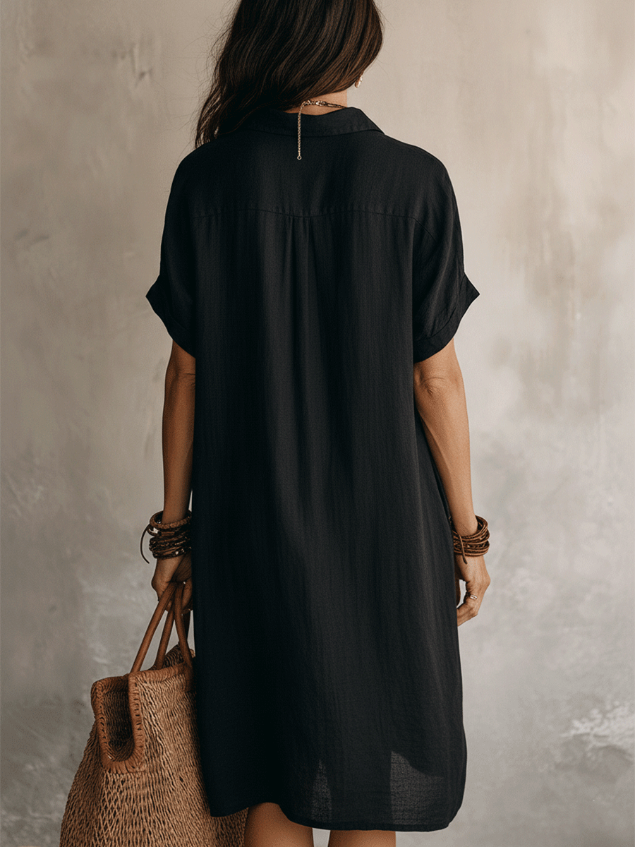 Robe midi noire bohème moderne à coupe décontractée