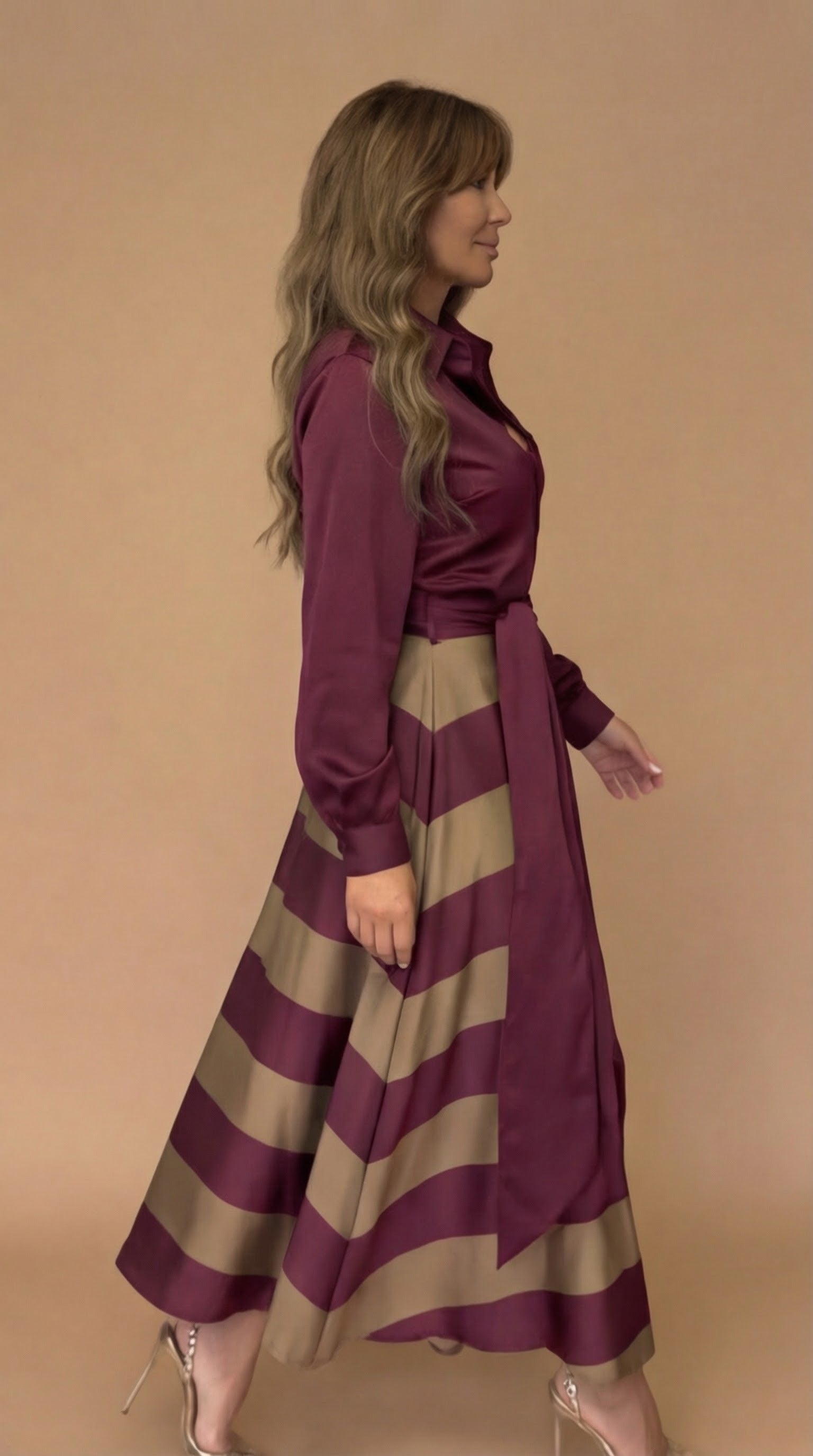 Mila™ | Robe longue rayée avec dentelle