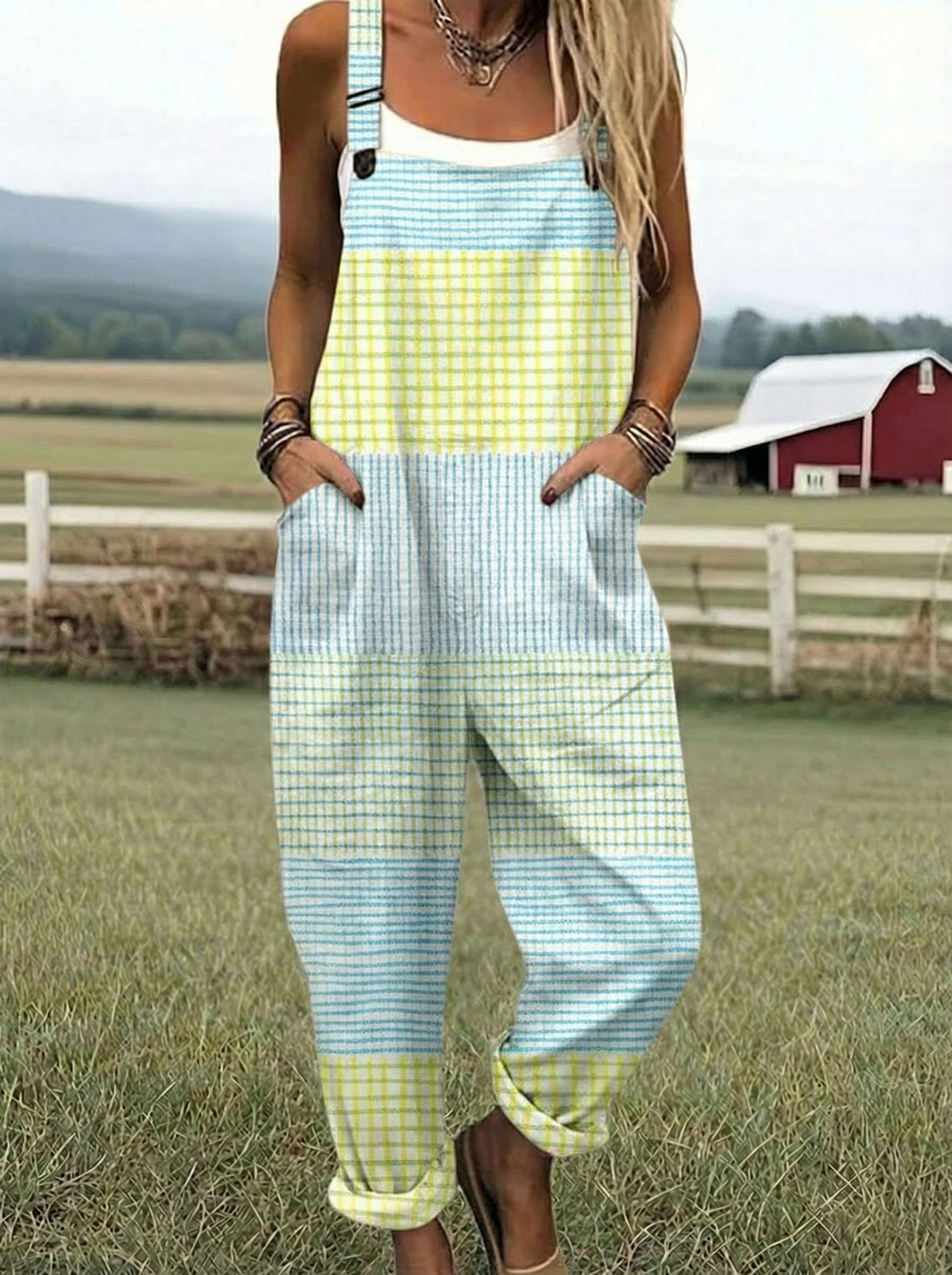 Peyton | Salopette Pastel à Carreaux