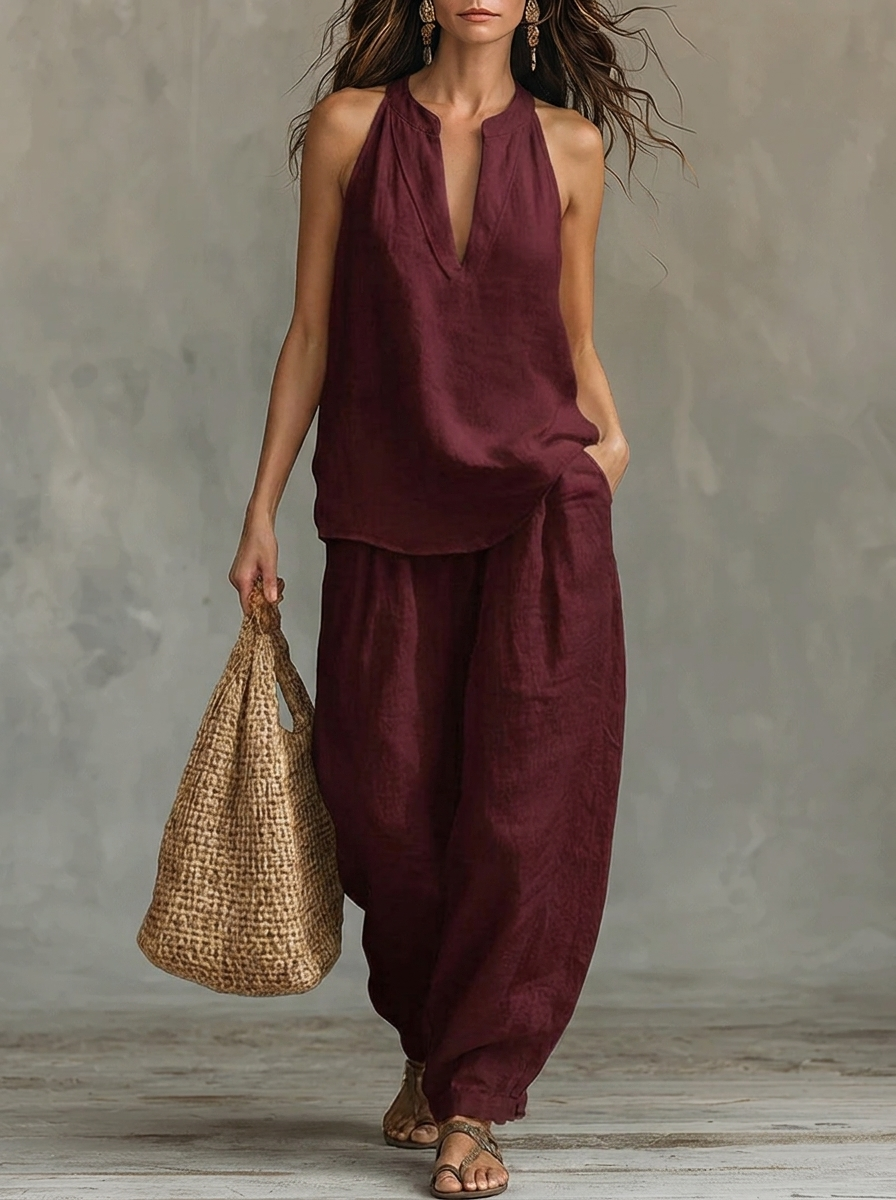Sarah || Ensemble sans manches avec pantalon ample