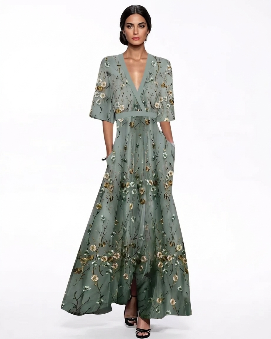 Miri | Robe longue élégante à fleurs