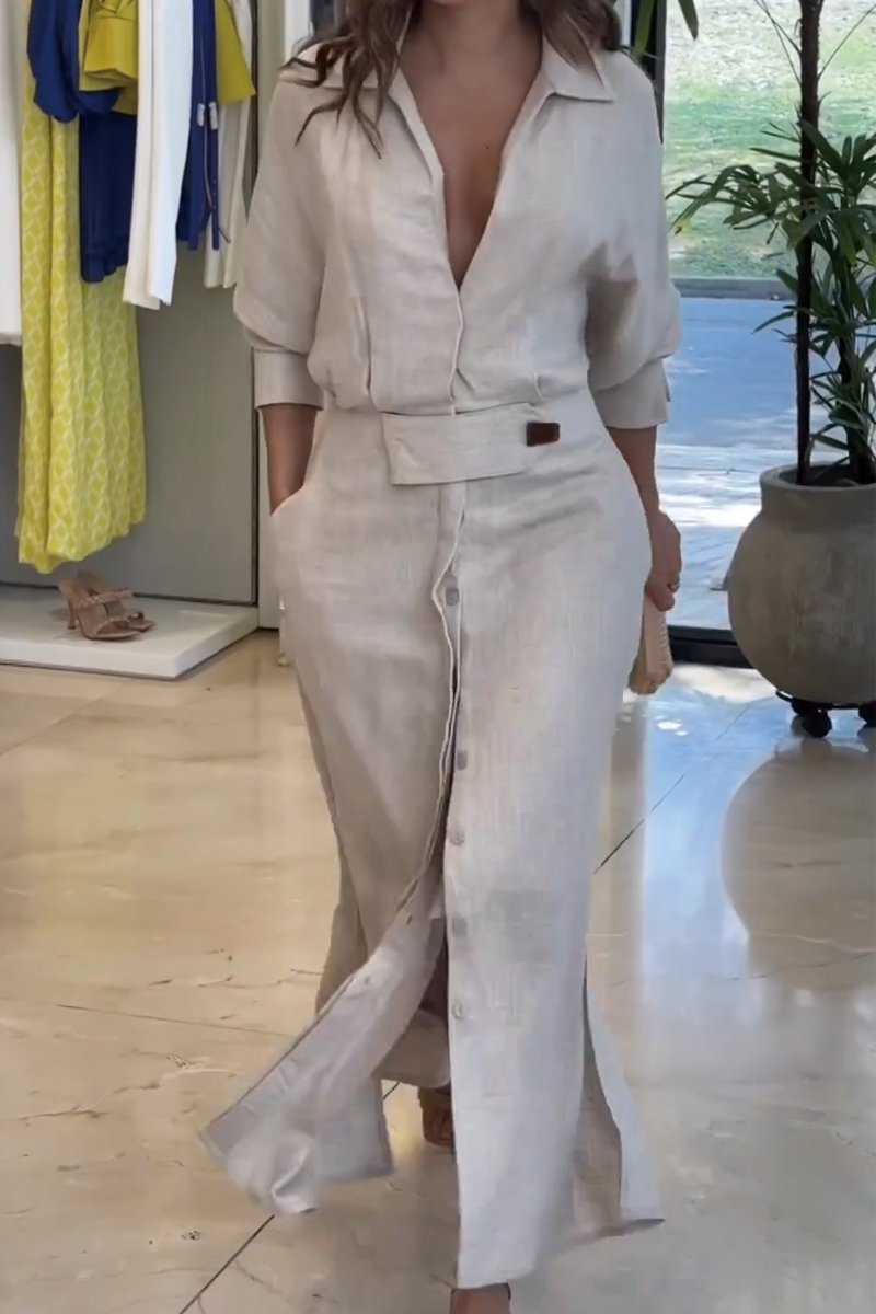 ELISABETTA | Robe Maxidress Élégante avec Décolleté en V et Coupe Fluide pour un Été Chic