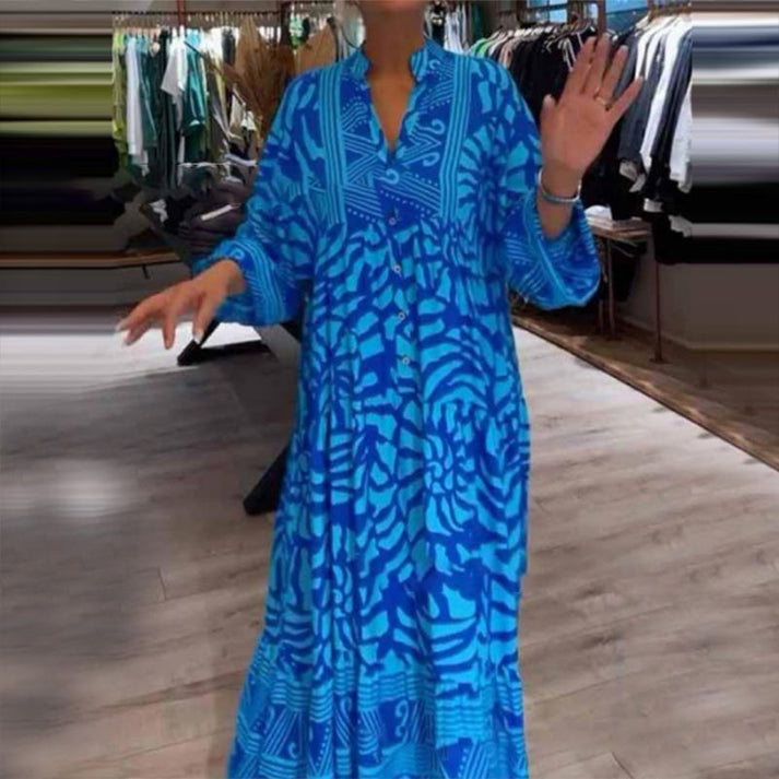 LILIANA | Robe Maxi Fluide avec Imprimé Soleil et Confort Estival – Idéale pour des Journées de Détente