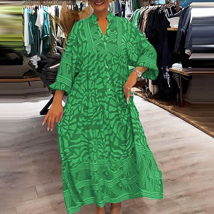 LILIANA | Robe Maxi Fluide avec Imprimé Soleil et Confort Estival – Idéale pour des Journées de Détente