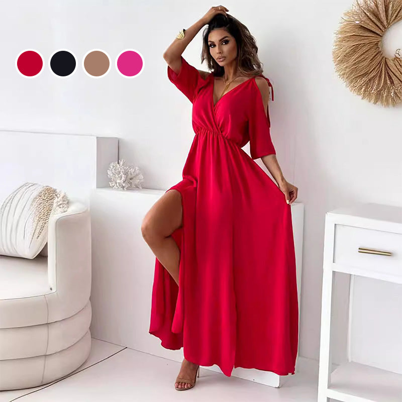 ISABELLA | Robe Élégante avec Fente Latérale et Décolleté en V pour un Style Flatteur et Féminin