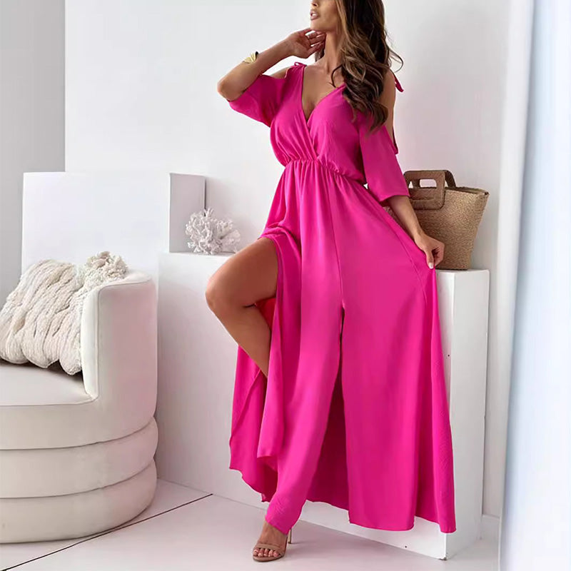 ISABELLA | Robe Élégante avec Fente Latérale et Décolleté en V pour un Style Flatteur et Féminin
