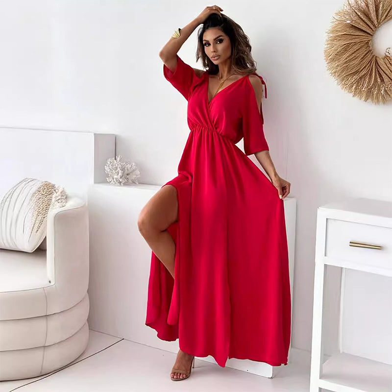ISABELLA | Robe Élégante avec Fente Latérale et Décolleté en V pour un Style Flatteur et Féminin