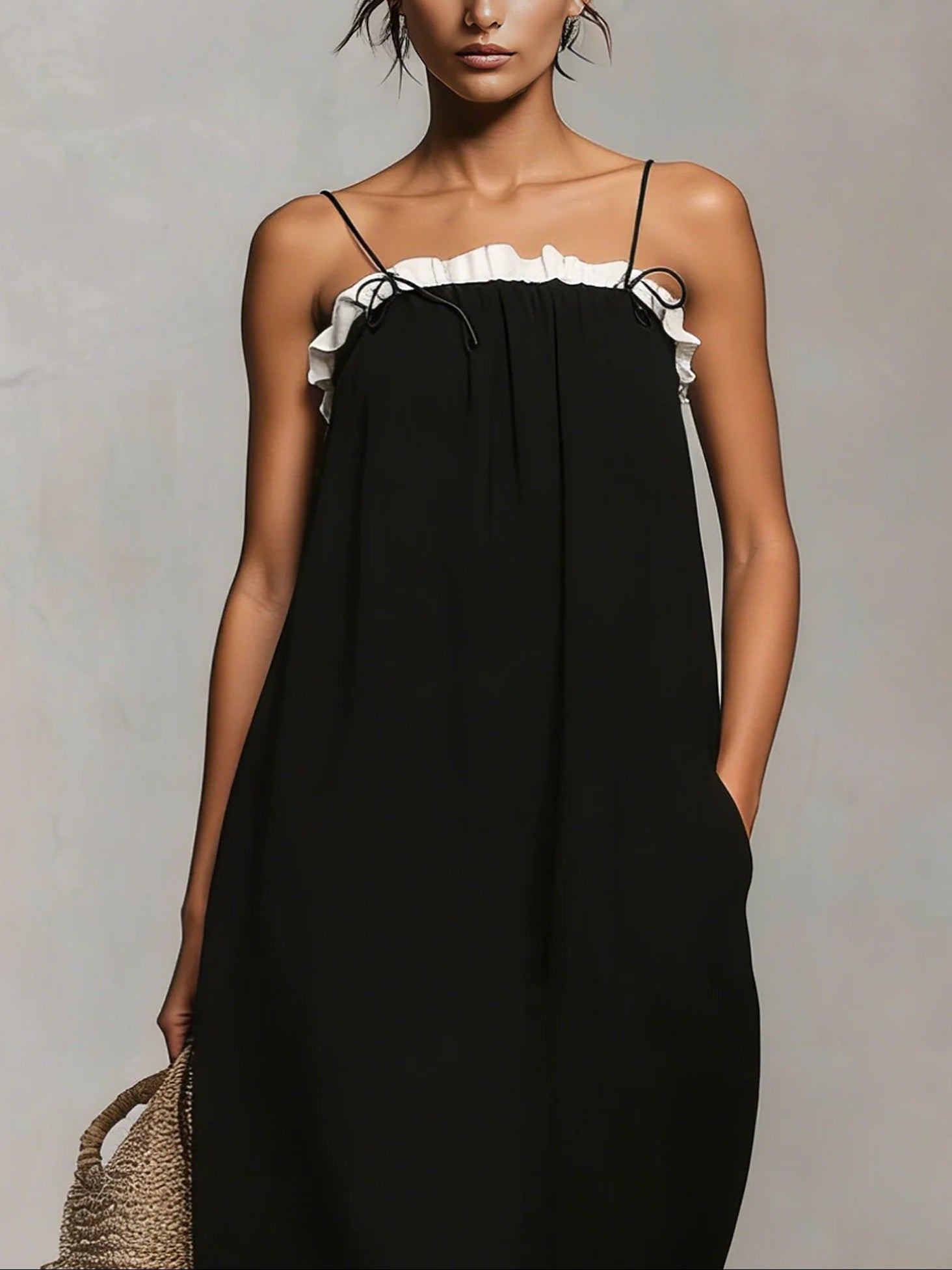 Mirelle™ | Robe Maxi avec Blocs de Couleur et Bretelles Spaghetti