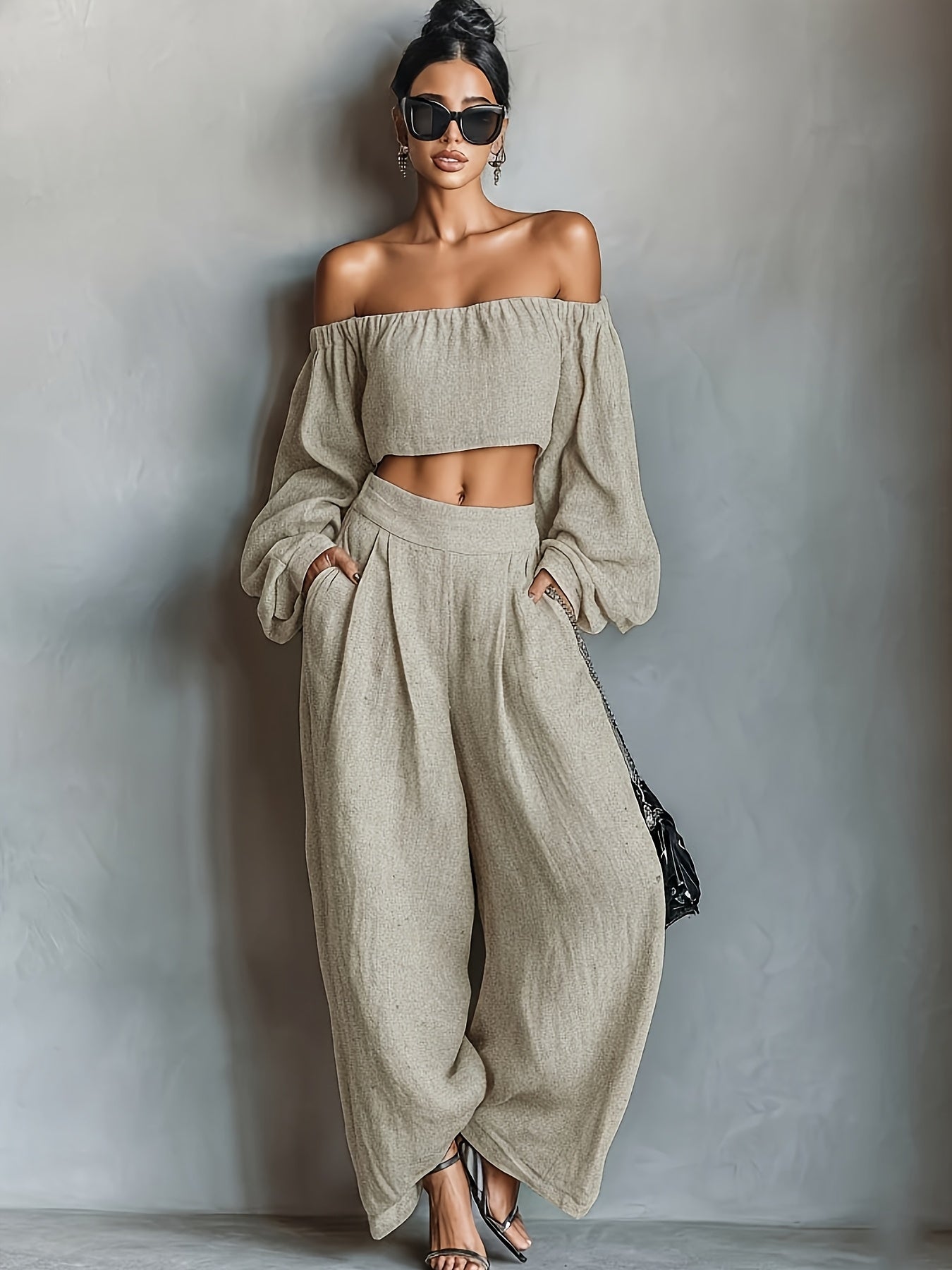Tiana || Ensemble décolleté hors-épaule avec pantalon large