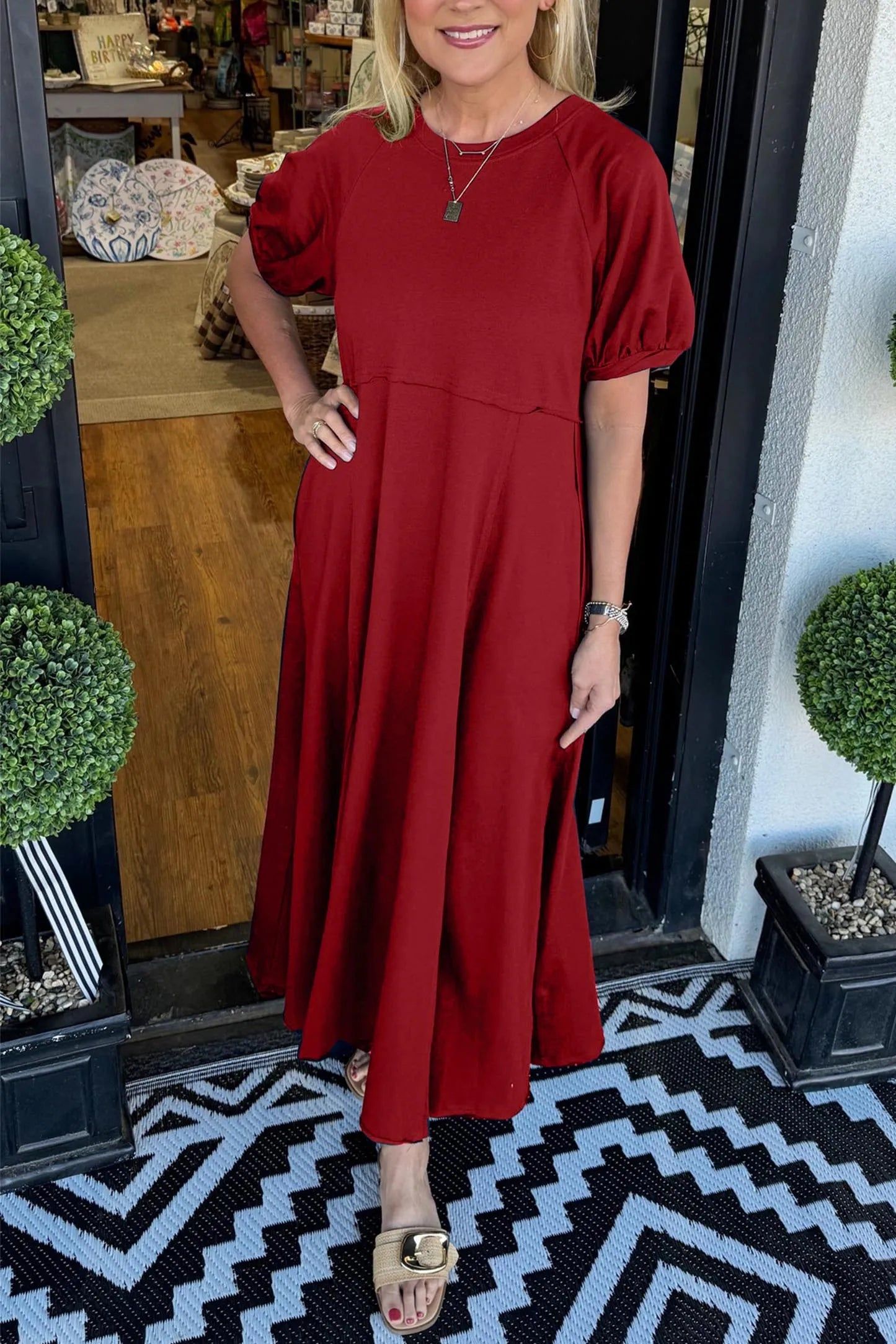 ODETTE | Robe Maxi à Manches Bouffantes pour une Grâce et un Confort Flatteurs