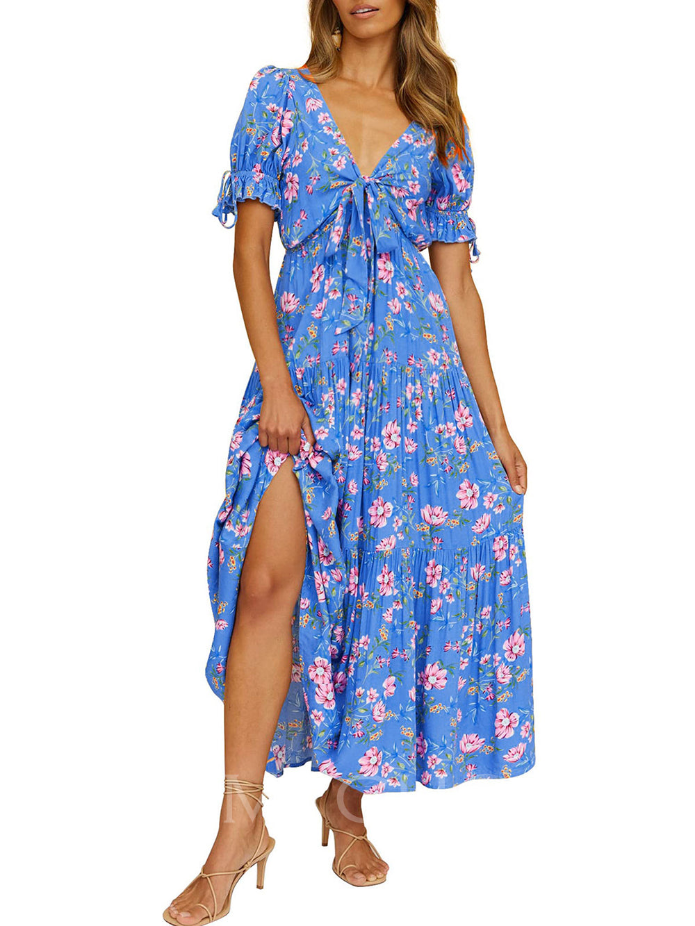 Robe de Plage Florale à Manches Courtes