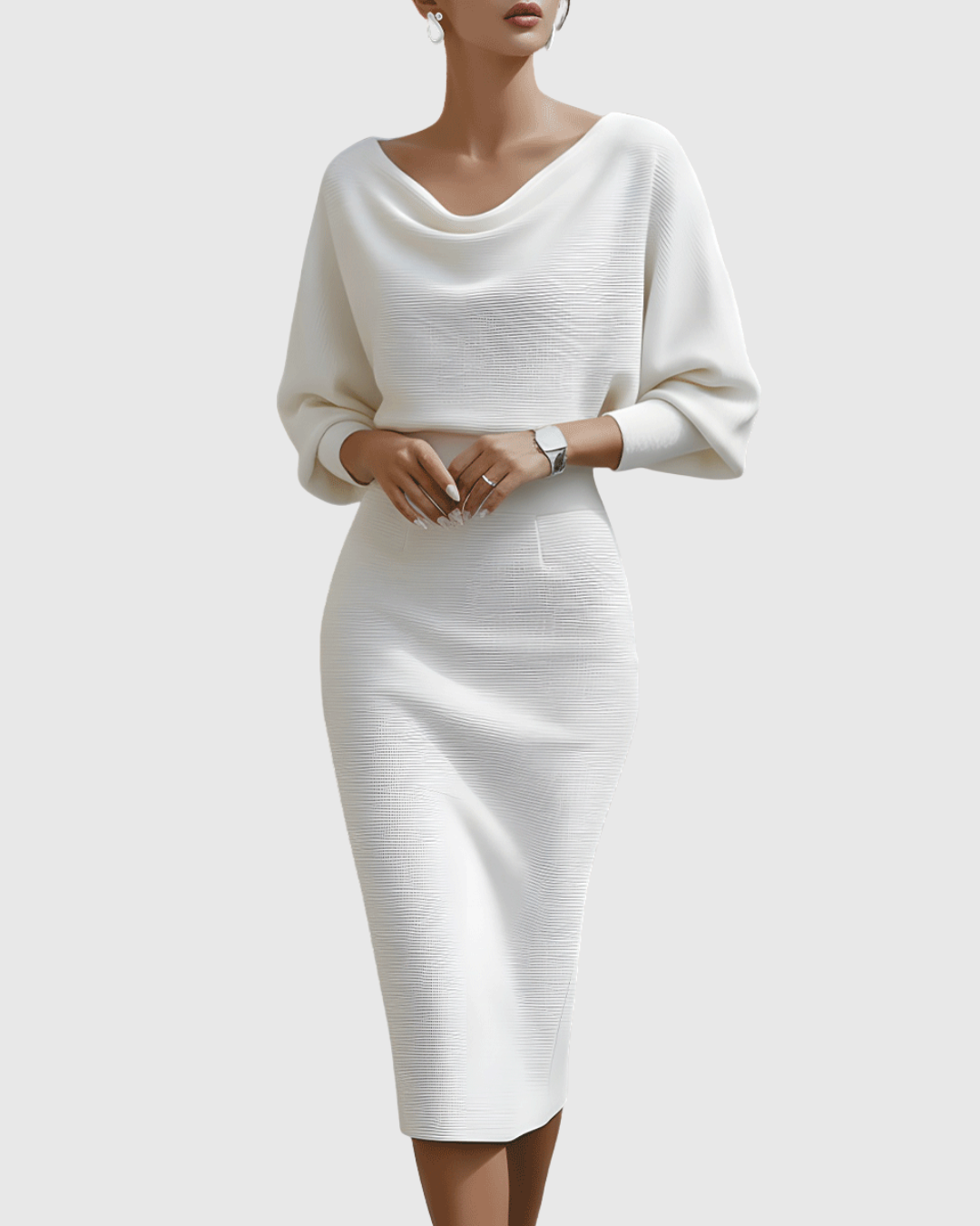 ISMERIA | Robe midi avec manches chauve-souris