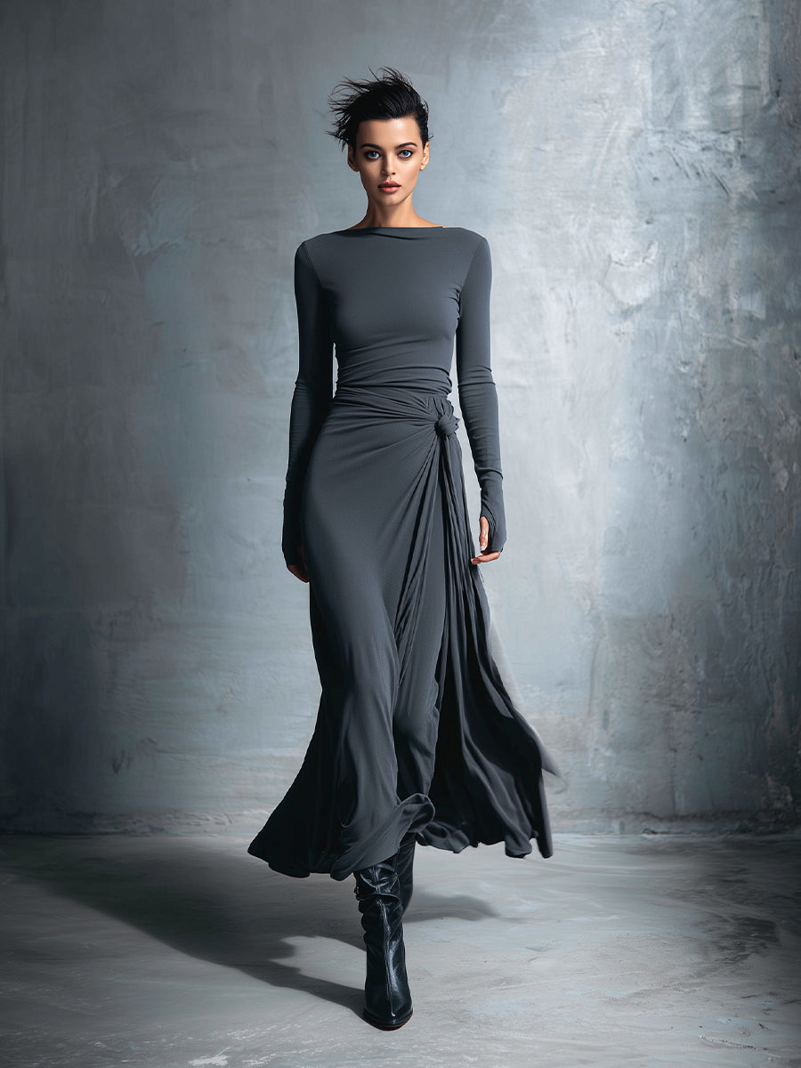 Nyama™ | Robe maxi avec nœud latéral