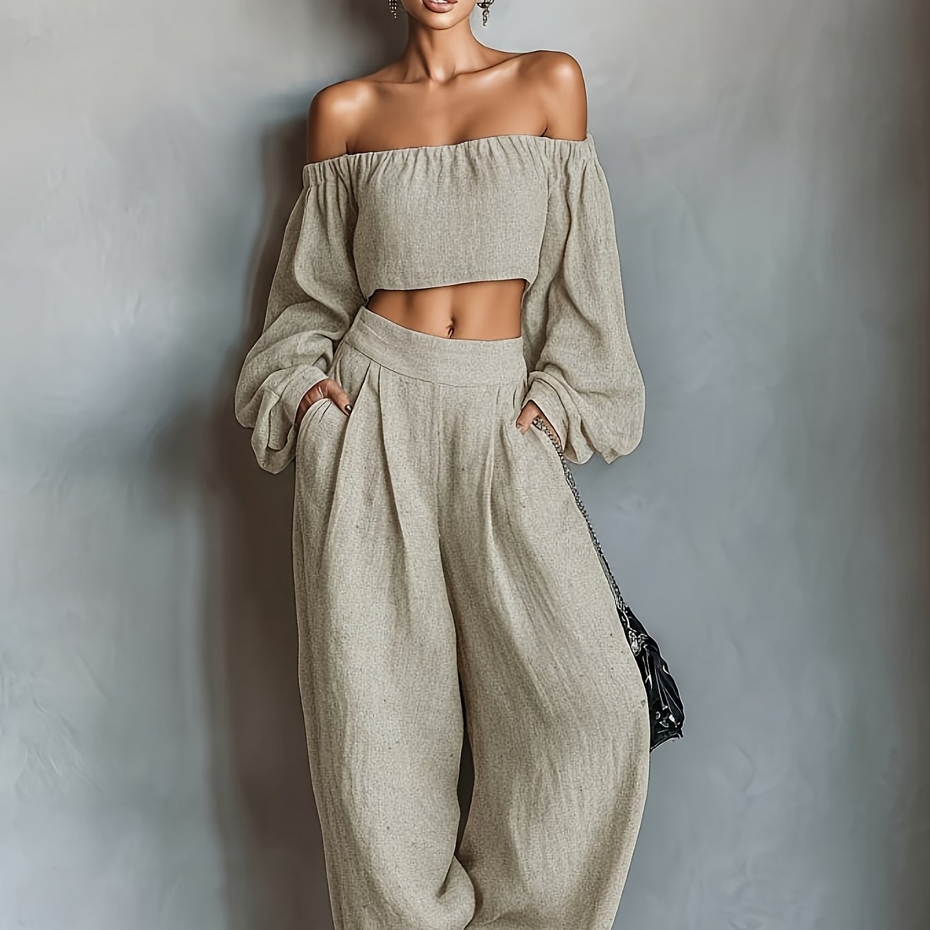 Tiana || Ensemble décolleté hors-épaule avec pantalon large