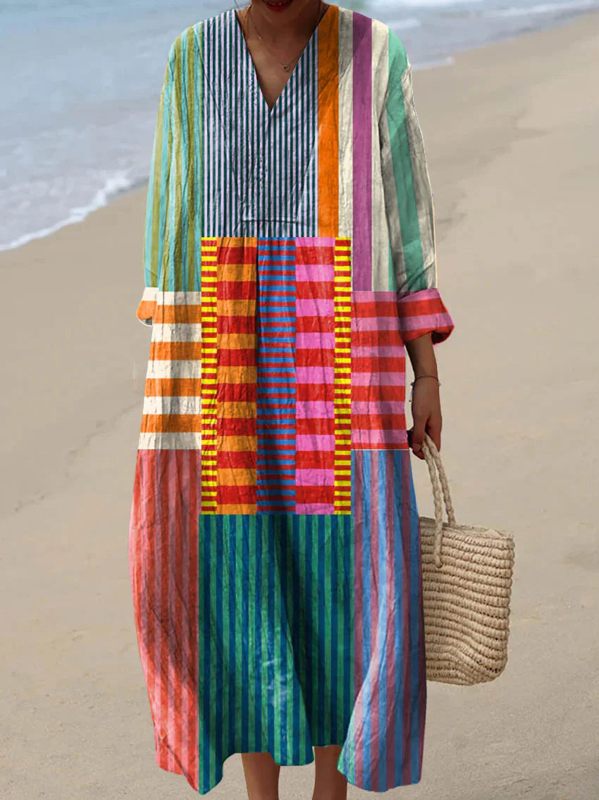 ELARA™ | MAXI ROBE PATCHWORK MULTICOLOR
